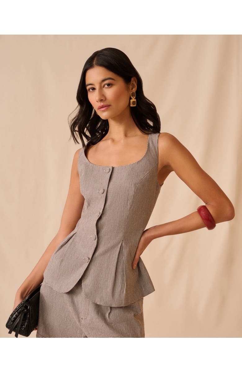 Onia Peplum Vest, Alternate, color, Brown/White