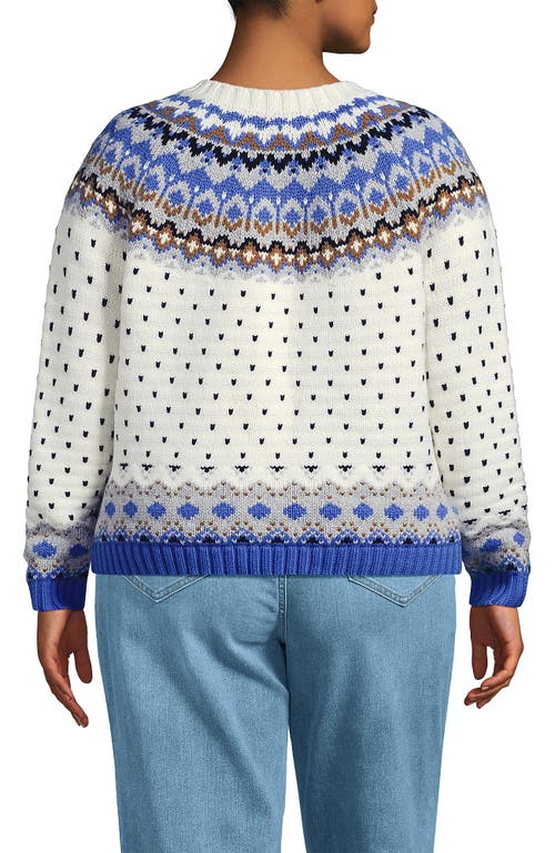 Lands' End Lofty Birdseye Fair Isle Cardigan Sweater In Yellow