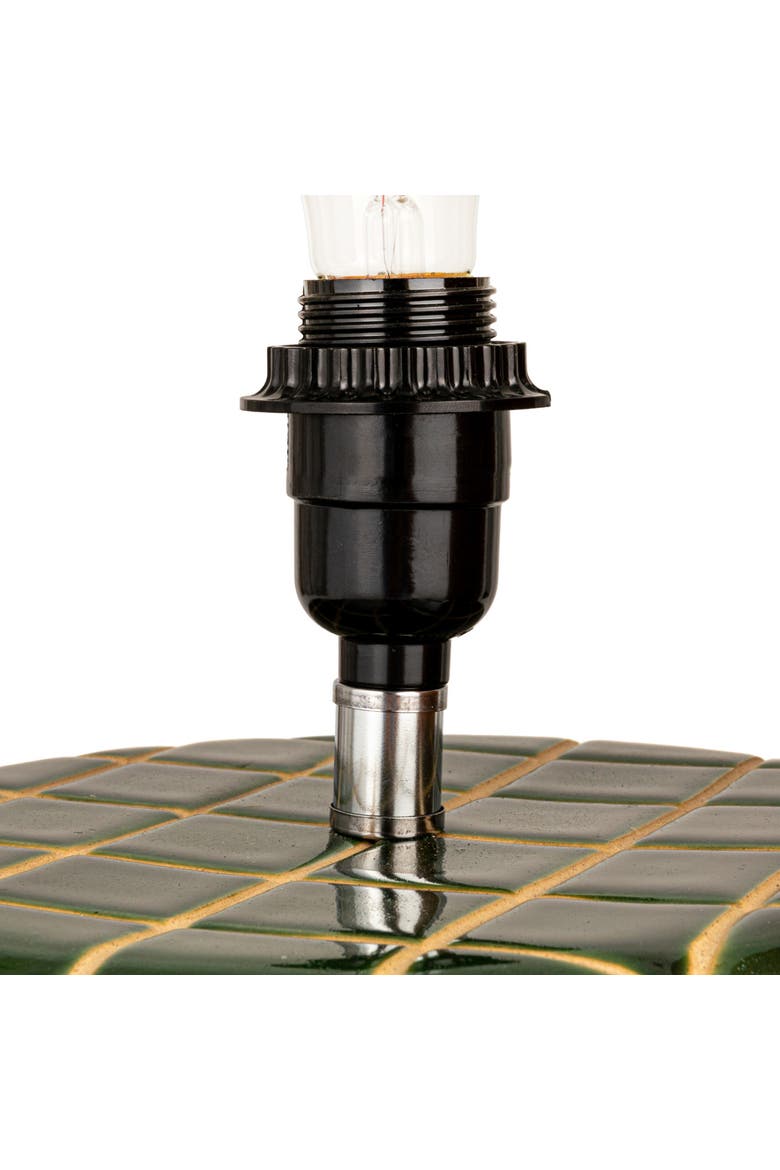 Tiled Table Lamp with Hand-Woven Shade and Inline Switch, Alternate, color, Green