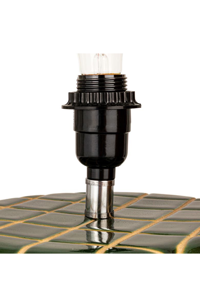 Storied Home Tiled Table Lamp with Hand-Woven Shade and Inline Switch, Alternate, color, Green