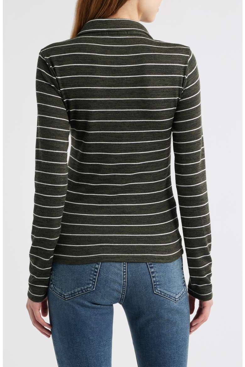 The Knit Stripe Long Sleeve Polo, Alternate, color, ARMY GREEN IVORY