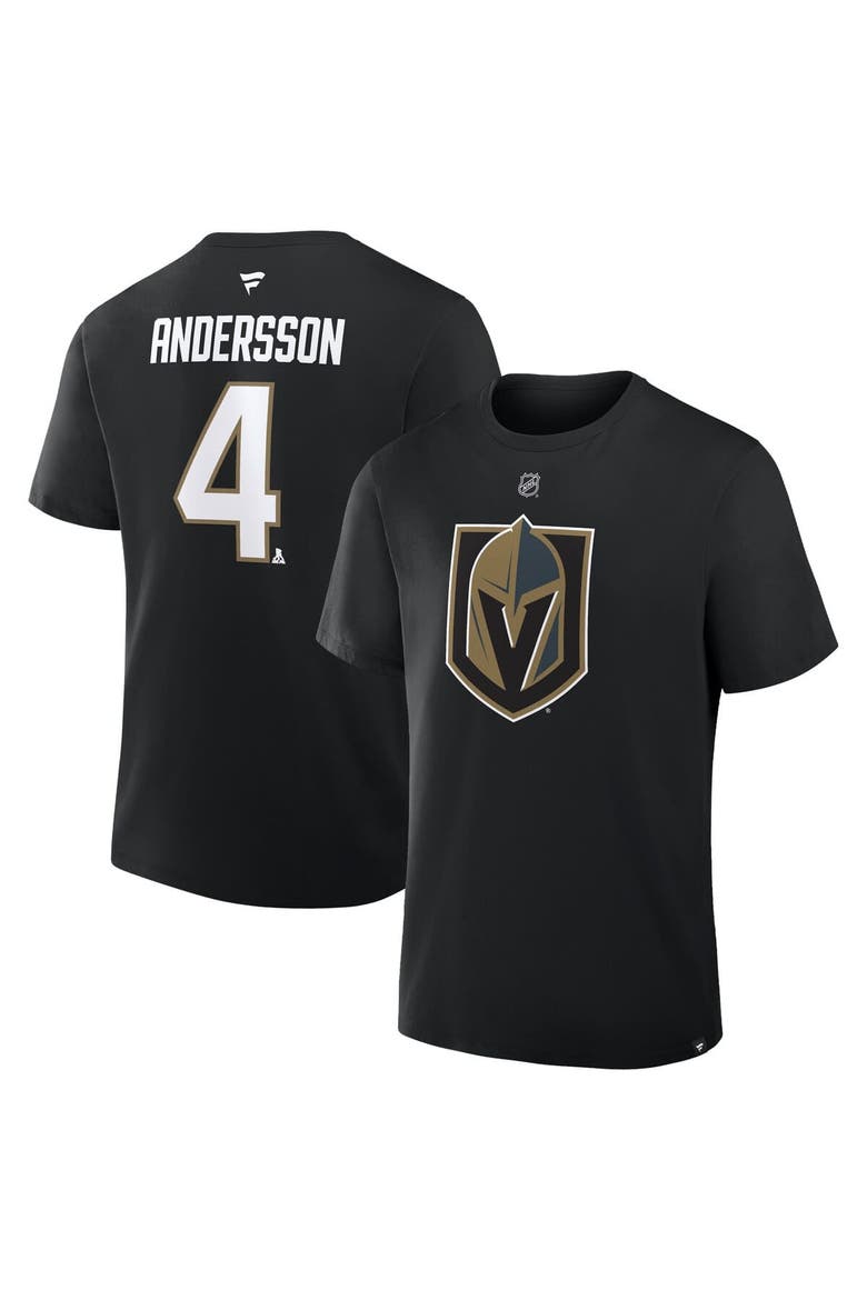 Men's Fanatics Rasmus Andersson Black Vegas Golden Knights Authentic Stack Name & Number T-Shirt, Main, color, Black
