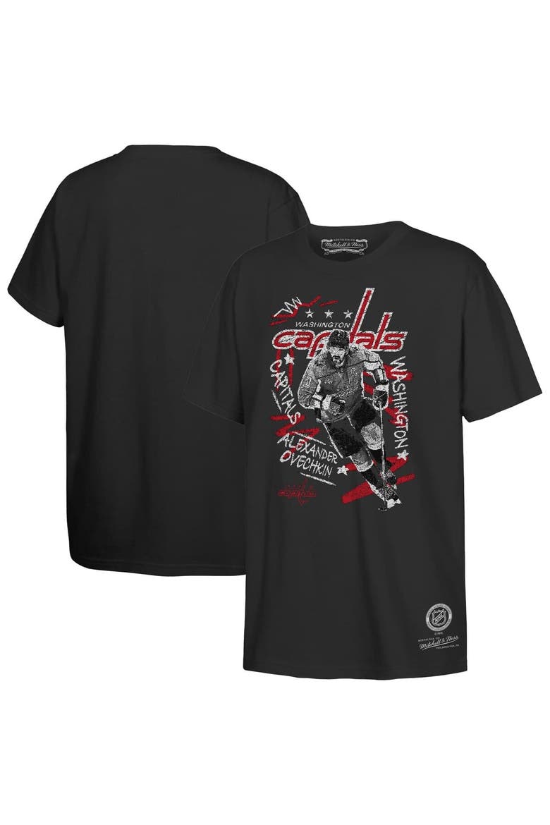 Youth Mitchell & Ness Alexander Ovechkin Black Washington Capitals Chalked Up T-Shirt, Alternate, color, Black