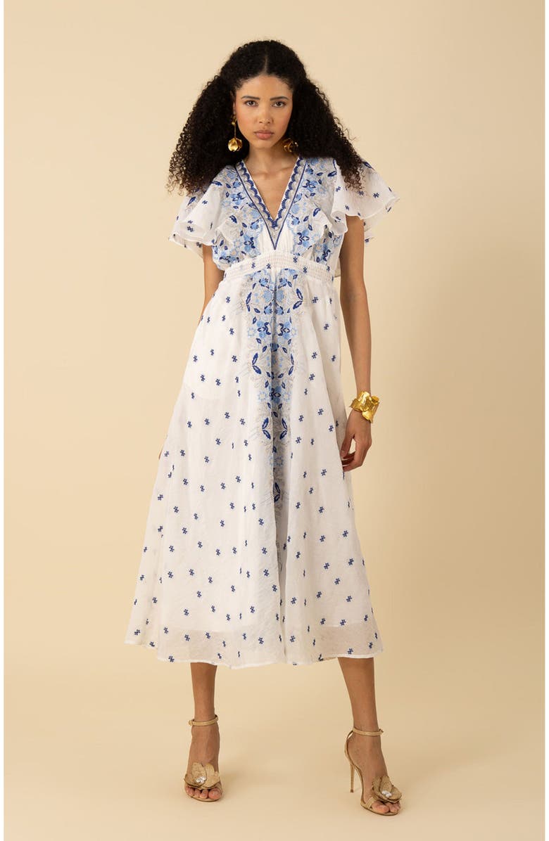 Hale Bob Elianna Embroidered Organza Maxi Dress, Alternate, color,