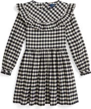 Polo Ralph Lauren Kids' Long Sleeve Buffalo Check Cotton Twill Dress