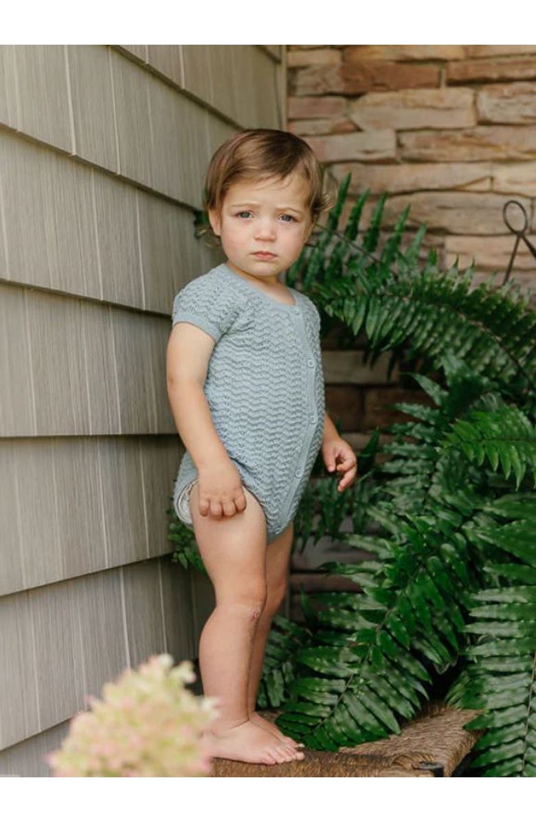 Ely's & Co. Looms Wave Collection - Knit Pointelle Short Sleeve Romper, Alternate, color, Blue