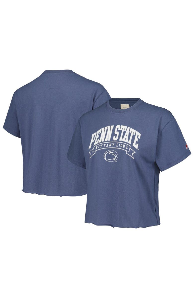 LEAGUE COLLEGIATE WEAR Women's League Collegiate Wear Navy Penn State Nittany Lions Banner Clothesline Cropped T-Shirt, Main, color, 