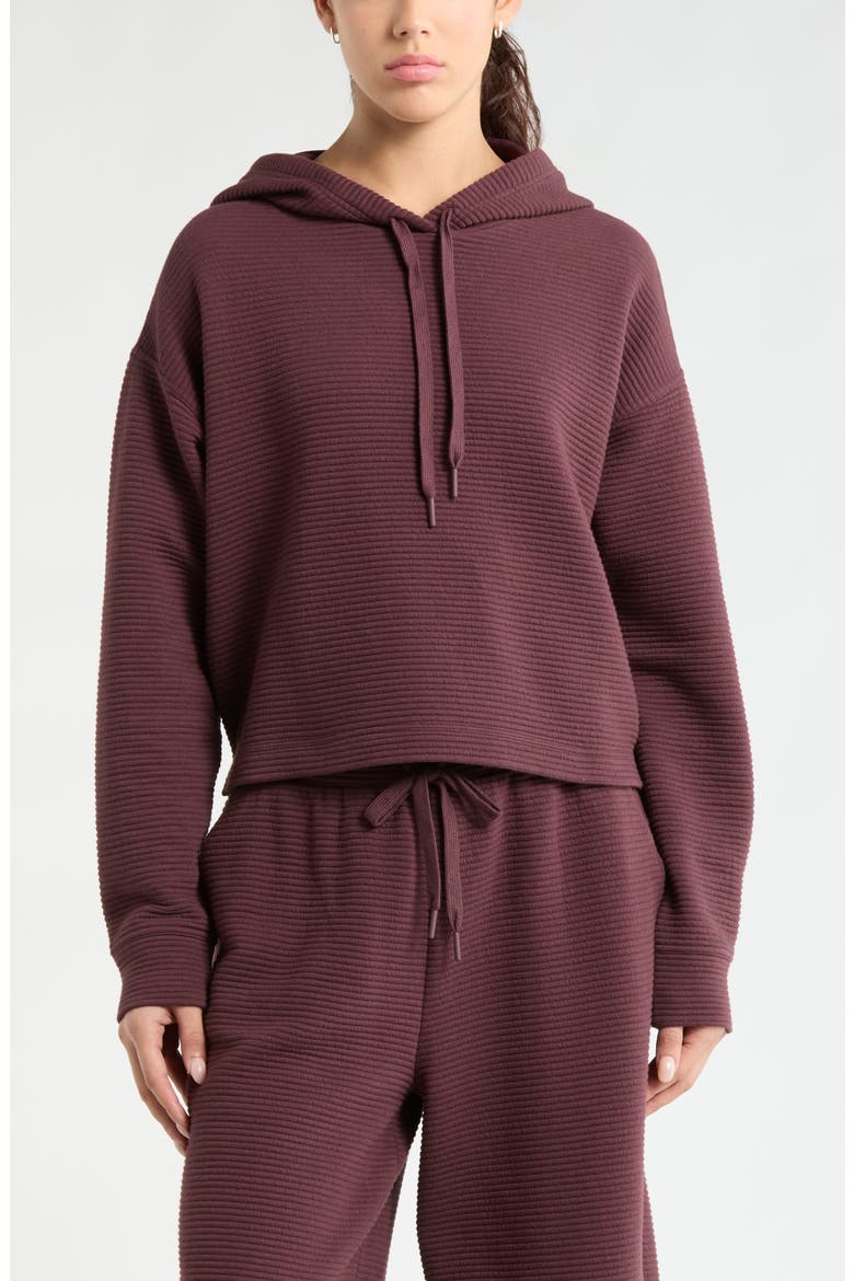 Ottoman Cotton Blend Ribbed Hoodie, Main, color, BURGUNDY FUDGE