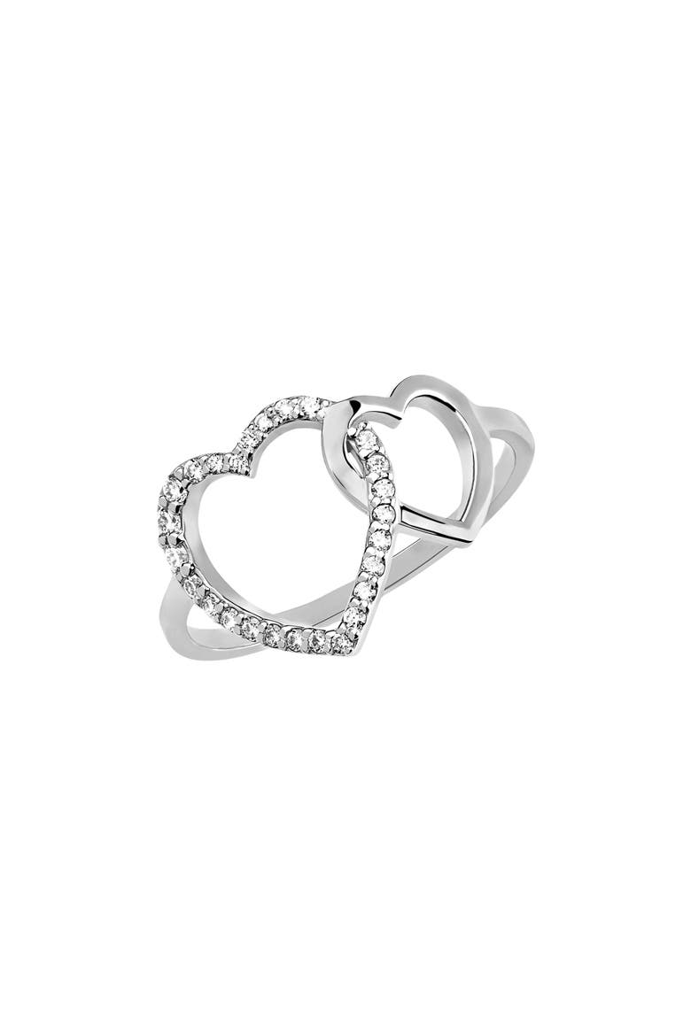 Interlocking Diamond Heart 14K Gold Ring, Main, color, WHITE GOLD