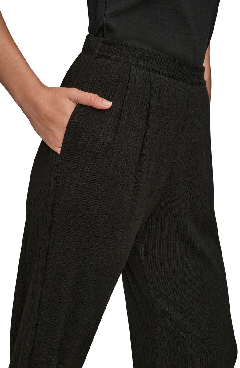 Donna Karan New York High Waist Wide Leg Pull-On Sweater Pants, Alternate, color, Black