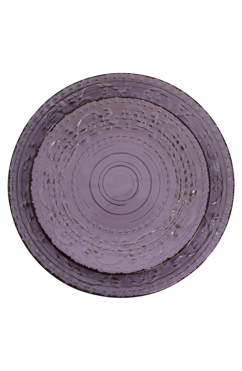 Elama Malibu Mica 16-Piece Stoneware Dinnerware Set, Alternate, color, Purple