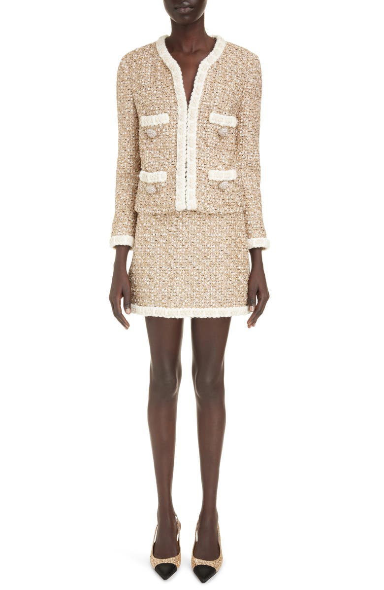 Giambattista Valli Metallic Bouclé Jacket, Alternate, color, 