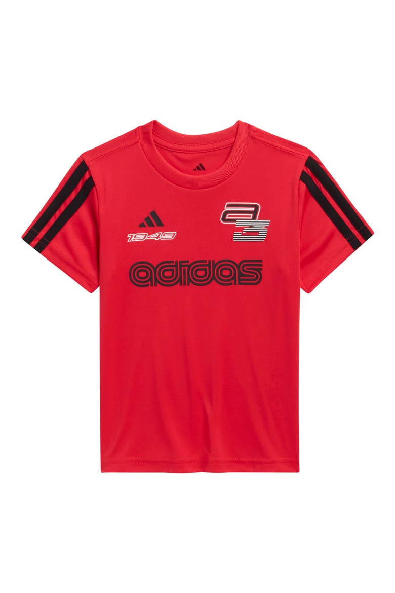 Kids' 3-Stripe Graphic Jersey Top, Main, color, PURE RUBY