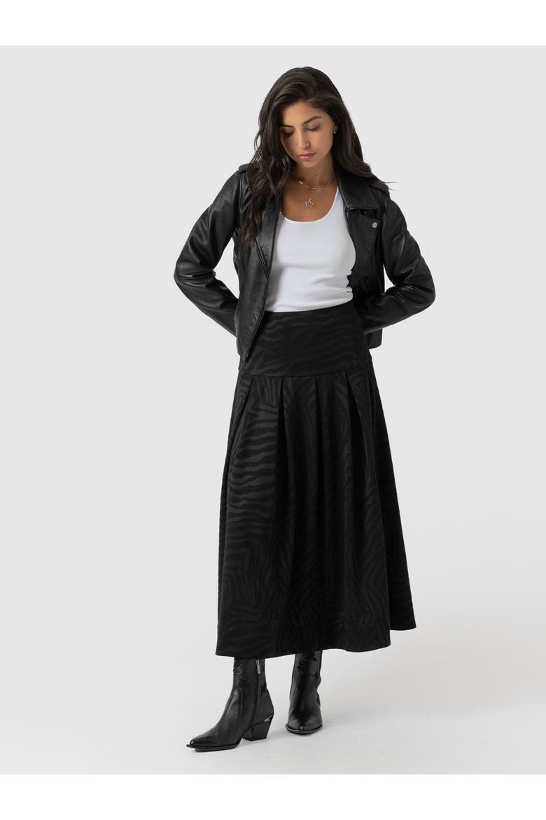 Everly Pleated Skirt, Alternate, color, Black Zebra