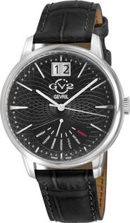GV2 Rovescio Croc Embossed Leather Strap Watch, 42mm