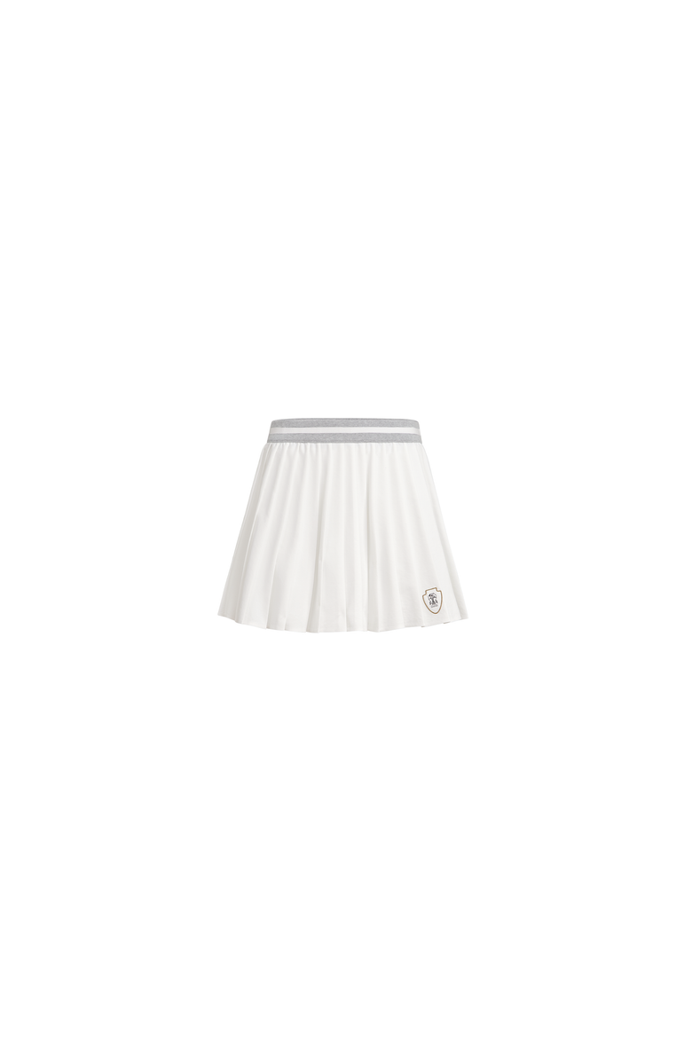 Techno poplin pleated skirt with logo, Alternate, color, White