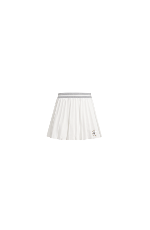 Techno poplin pleated skirt with logo
