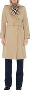 Burberry Sandridge Check Collar Cotton Gabardine Trench Coat