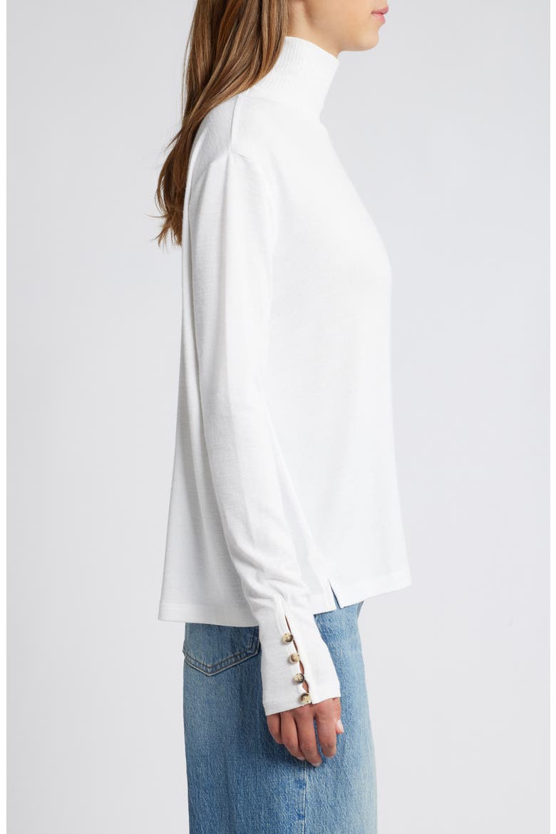 Boxy Button & Loop Turtleneck, Alternate, color, WHITE