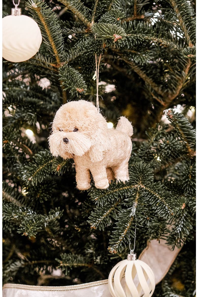 Poodle Handwoven Ornament, Alternate, color, WHITE