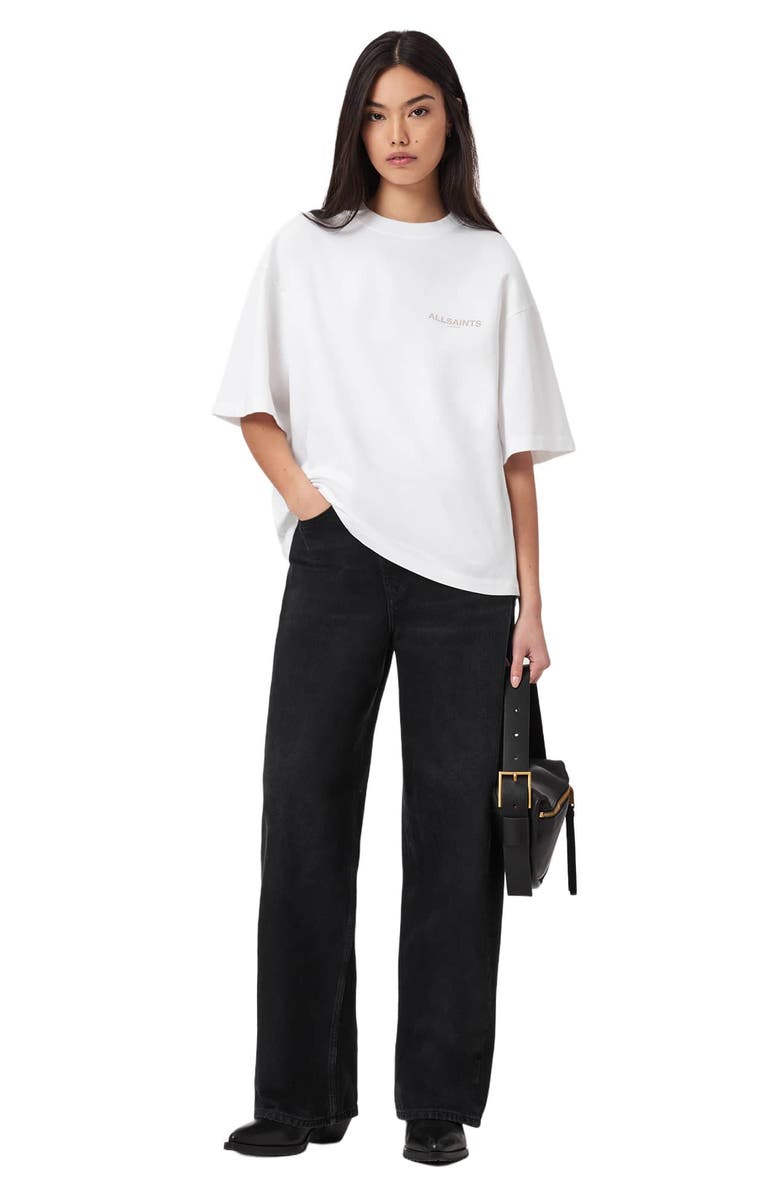 AllSaints Tempus Amelie Oversize Cotton Graphic T-Shirt, Alternate, color, Optic White