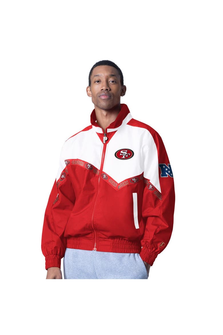 Men's Pro Player White/Scarlet San Francisco 49ers Tape II Lightweight Full-Zip Jacket, Main, color, White