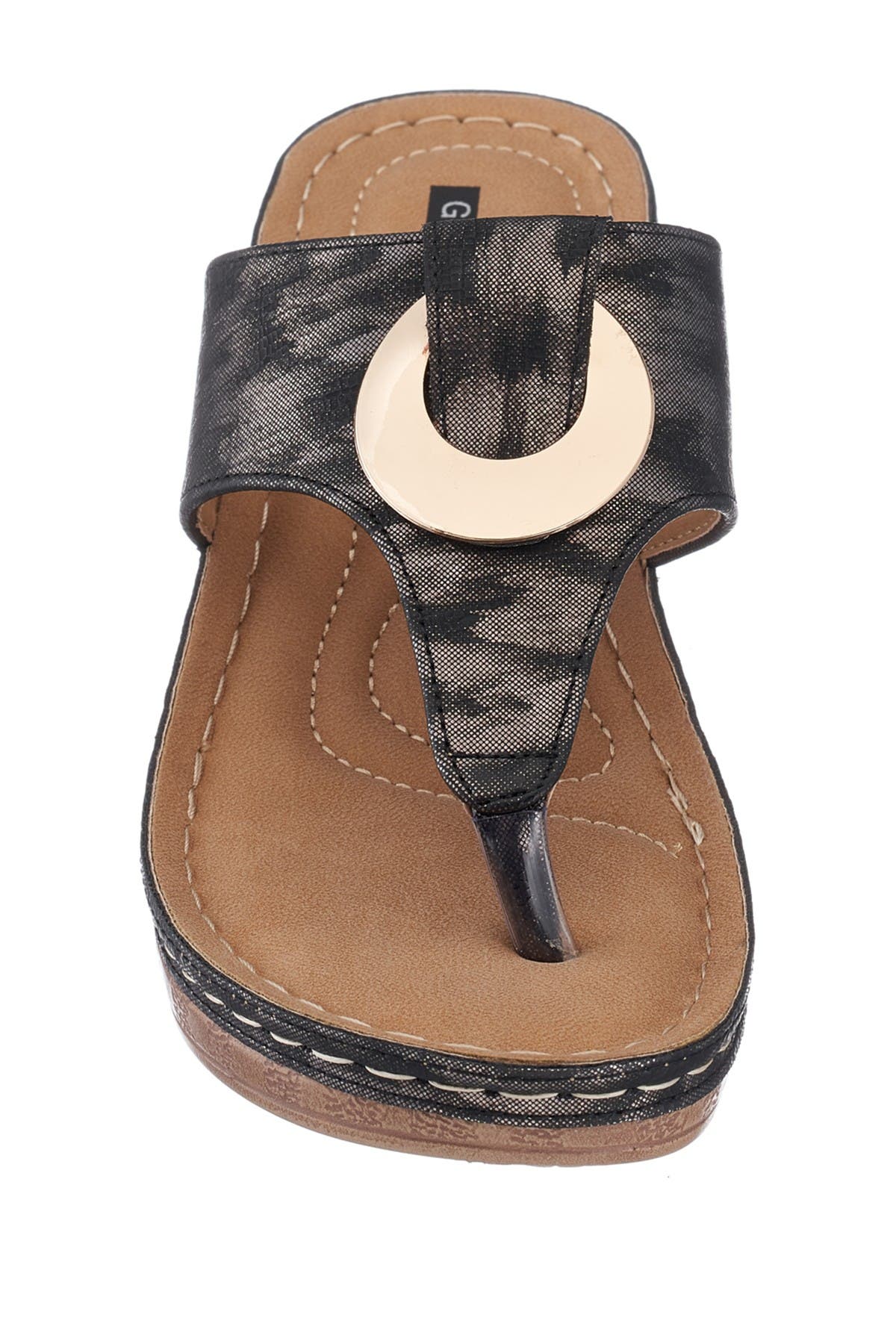 GC SHOES Genelle Wedge Thong Toe Sandal, Alternate, color, Black