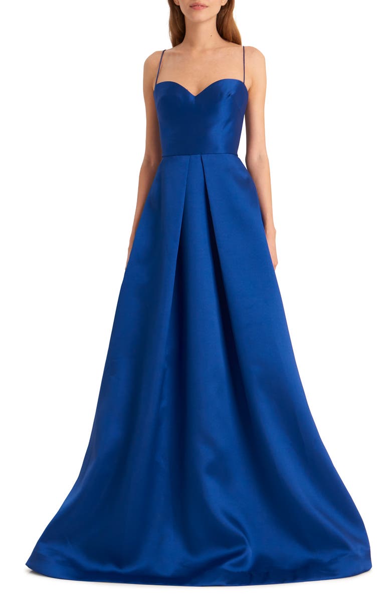 ML Monique Lhuillier Spaghetti Strap Satin Ballgown, Main, color,