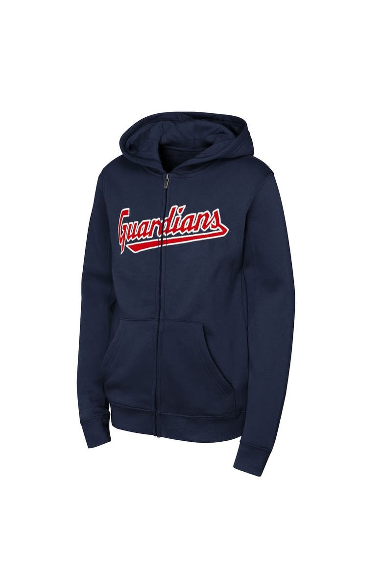 Outerstuff Youth Navy Cleveland Guardians Wordmark Fleece Full-Zip Hoodie, Alternate, color, Navy