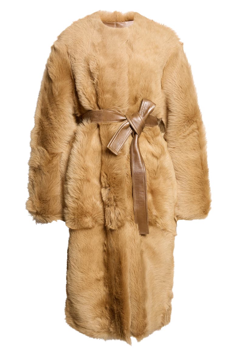 Demi Genuine Shearling Coat, Main, color, CAMEL