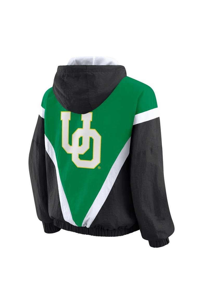 Women's WEAR by Erin Andrews Green/Black Oregon Ducks Colorblock Full-Zip Hoodie Windbreaker Jacket, Alternate, color, Green
