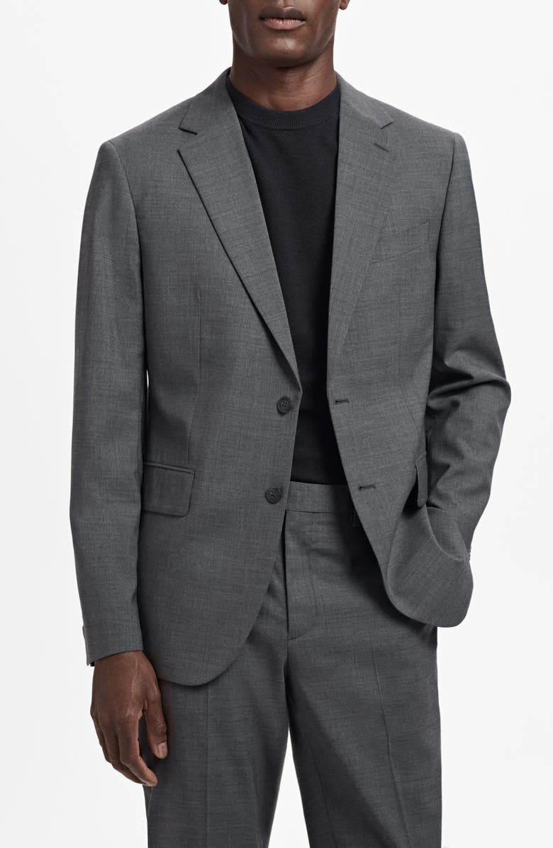MANGO Turin Solid Wool Sport Coat, Main, color, Grey