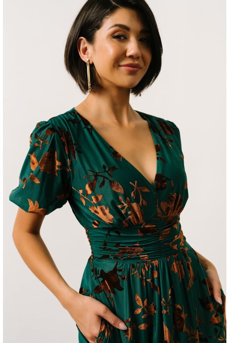 Leslie Velvet Maxi Dress, Alternate, color, Bronze + Jade