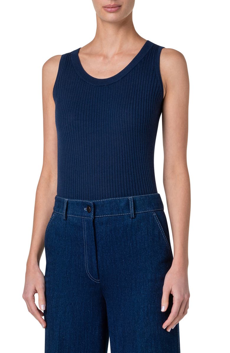 Akris punto Sleeveless Rib Sweater Tank, Main, color,