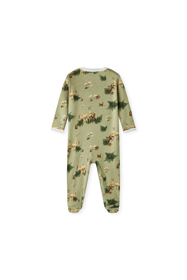 Organic Cotton Zipper Footed Romper, Alternate, color, Forest Party