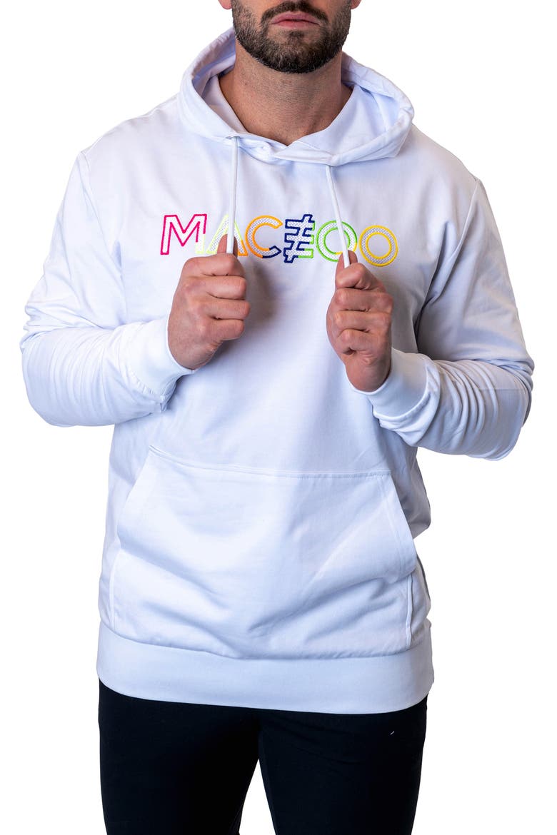 TrueColors Embroidered Logo Hoodie, Alternate, color, WHITE