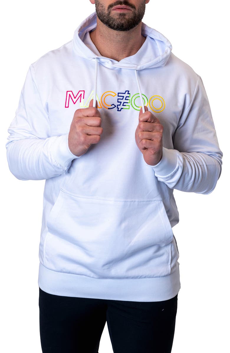 Maceoo TrueColors Embroidered Logo Hoodie, Alternate, color, White