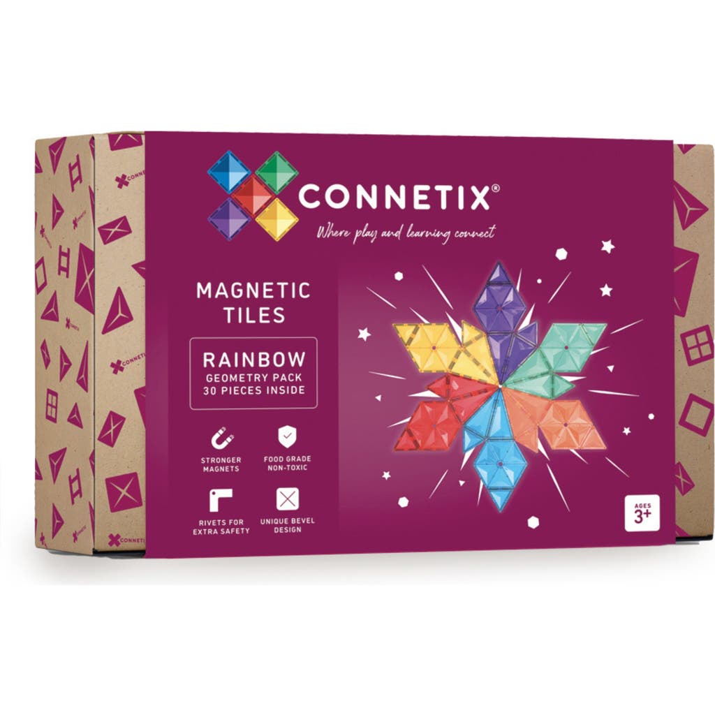 CONNETIX Kids' Rainbow Magnetic Tiles 30-Piece Geometry Pack  product