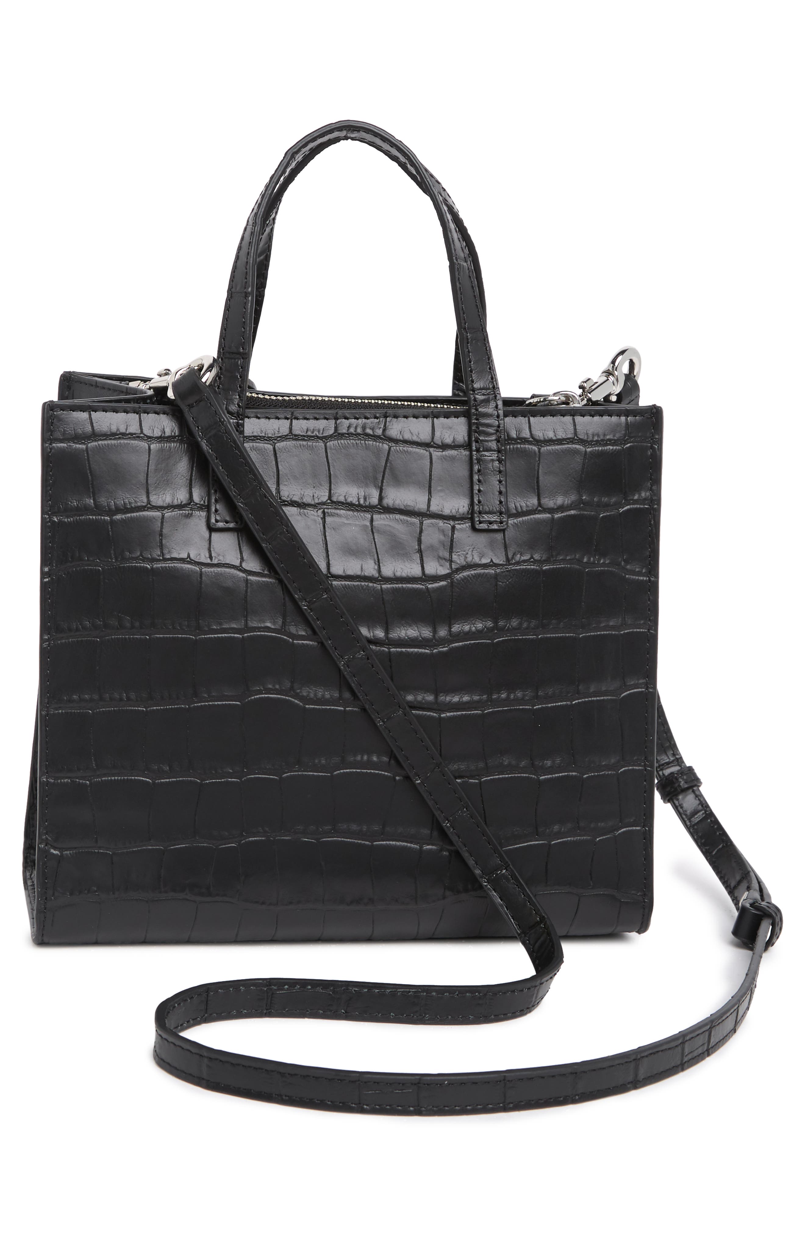 Marc Jacobs Mini Grind Croc Embossed Leather Tote Bag, Alternate, color, 