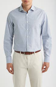 Canali Regular Fit Windowpane Cotton Button-Up Shirt