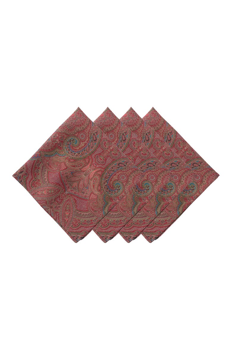 Paisley Set of 4 Napkins, Main, color, RED