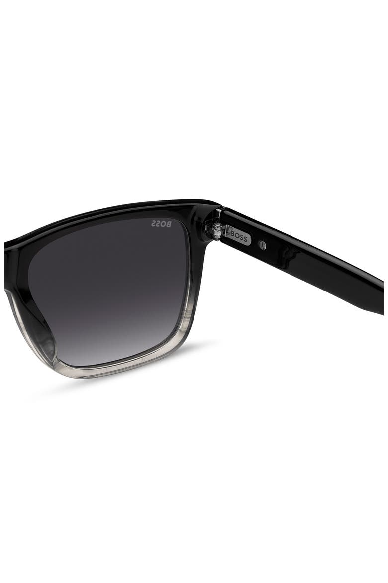 57mm Gradient Polarized Square Sunglasses, Alternate, color, BLACK GREY/ GREY SF POLAR