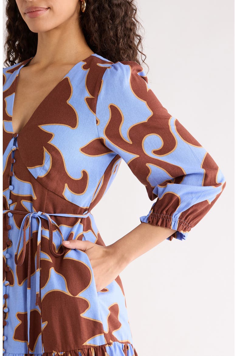 Briley Abstract Roana Midi Dress, Alternate, color, BROWN-BLUE