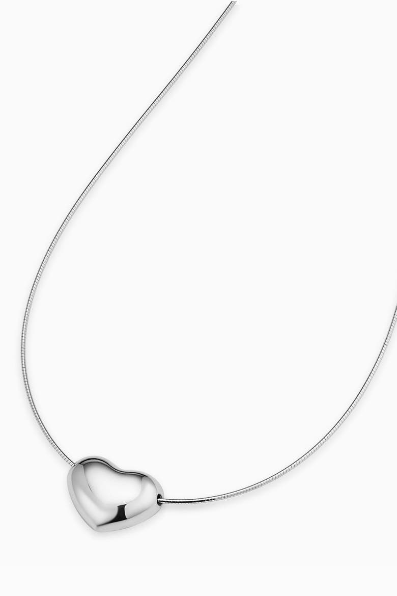 Sterling Silver Adore Me Heart Necklace, Alternate, color, Silver