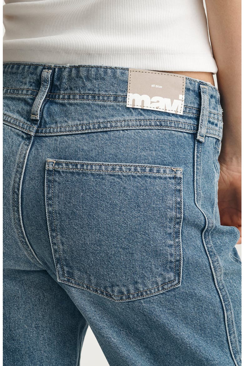 Nica Crossover High Waist Barrel Leg Jeans, Alternate, color, MID BRUSHED DENIM