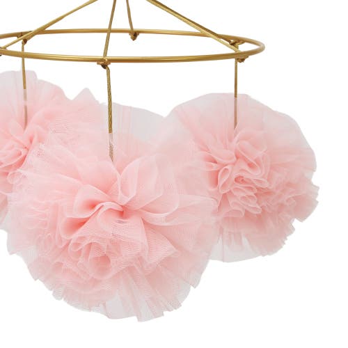 Lambs & Ivy Secret Garden Pom Pom Musical Baby Crib Mobile Soother Toy In Pink