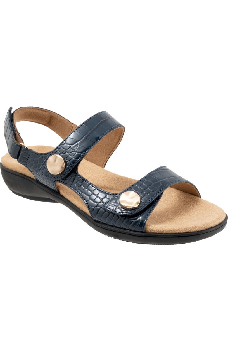 Trotters Romi Croco Slingback Sandal, Main, color, Navy
