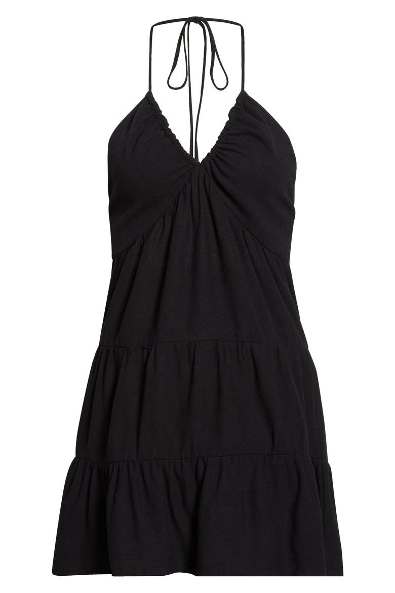 Kenna Keyhole Halter Minidress, Alternate, color, BLACK