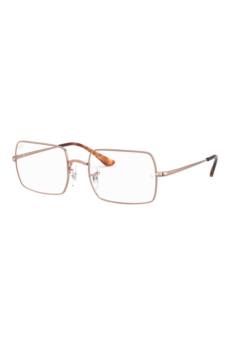 Unisex 54mm Rectangular Optical Glasses, Alternate, color, ROSE GOLD