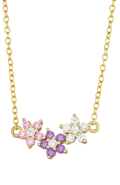 Kids' Cubic Zirconia Flower Pendant Necklace